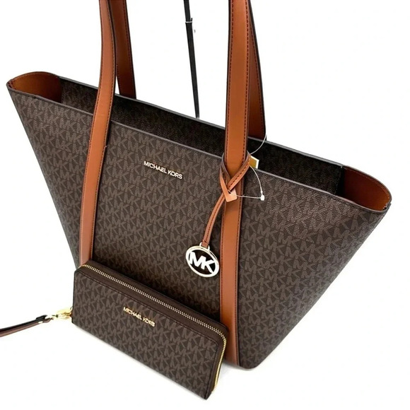 Michael Kors Pratt Large Signature Logo Tote Bag & Large Continental Wallet - Picture 9 of 12